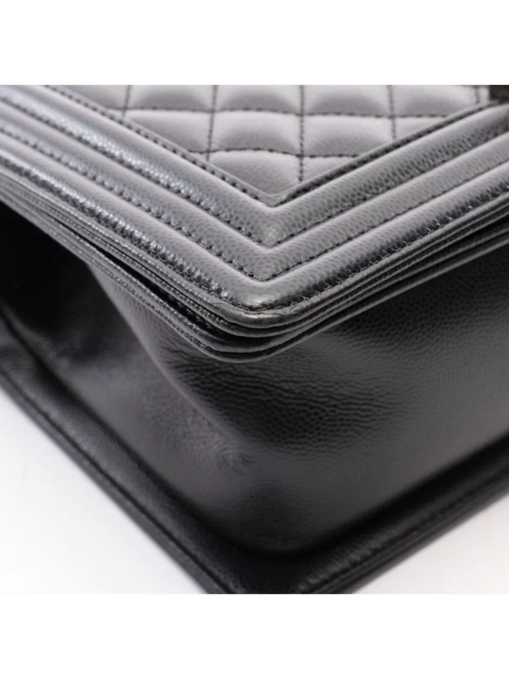 Chanel Shoulder Bag Boy Black Caviar Leather Chain